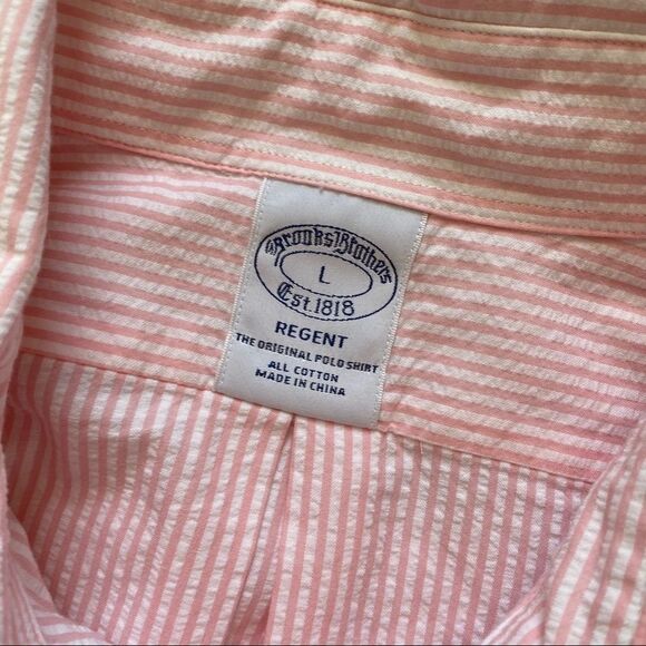 Men’s Brooks Brothers Pink & White Striped Long Sleeve Button Down - Picture 4 of 4